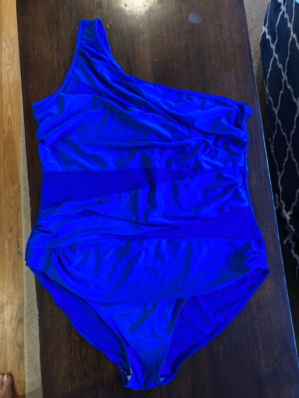 SHEIN One-Shoulder Ruched Royal Blue One-Piece Swimsuit